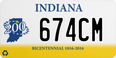 IN license plate 674CM