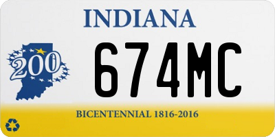 IN license plate 674MC