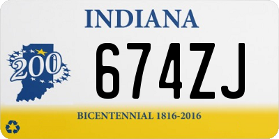 IN license plate 674ZJ