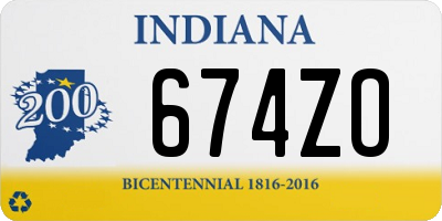 IN license plate 674ZO