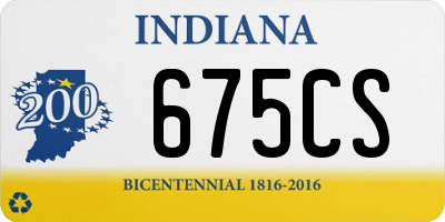 IN license plate 675CS