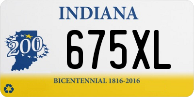 IN license plate 675XL