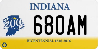 IN license plate 680AM