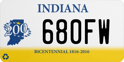 IN license plate 680FW