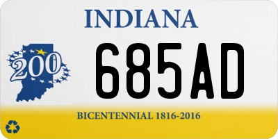 IN license plate 685AD