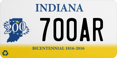 IN license plate 700AR