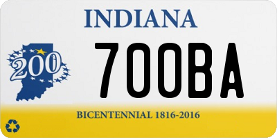 IN license plate 700BA