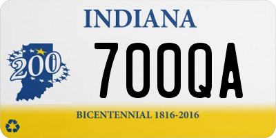 IN license plate 700QA