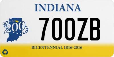 IN license plate 700ZB