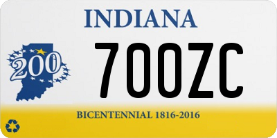 IN license plate 700ZC