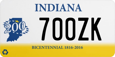 IN license plate 700ZK