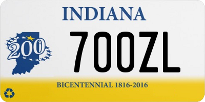 IN license plate 700ZL