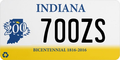 IN license plate 700ZS