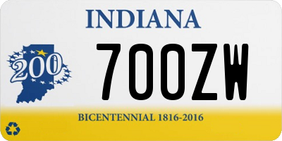 IN license plate 700ZW