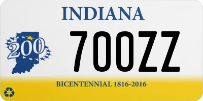 IN license plate 700ZZ