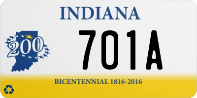 IN license plate 701A