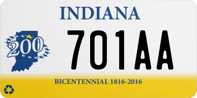 IN license plate 701AA