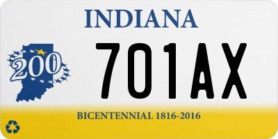 IN license plate 701AX