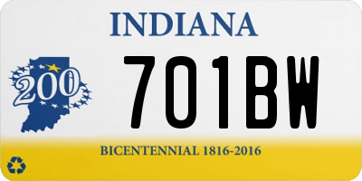IN license plate 701BW