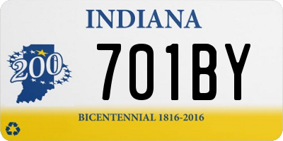 IN license plate 701BY