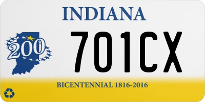 IN license plate 701CX