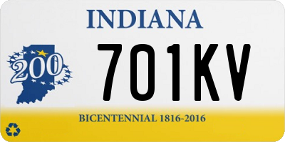 IN license plate 701KV