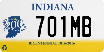 IN license plate 701MB