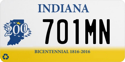IN license plate 701MN