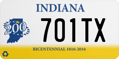 IN license plate 701TX