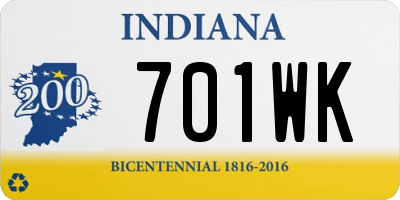 IN license plate 701WK