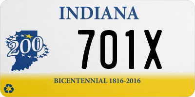 IN license plate 701X