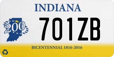 IN license plate 701ZB