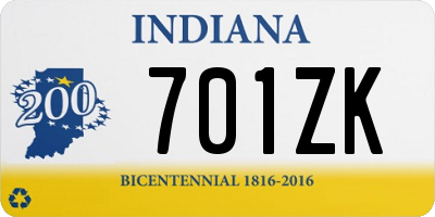 IN license plate 701ZK