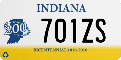 IN license plate 701ZS