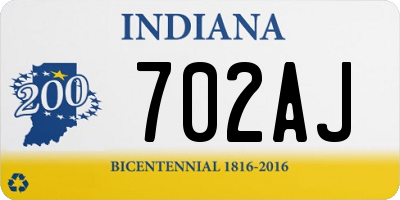 IN license plate 702AJ