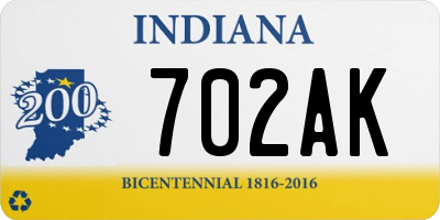 IN license plate 702AK