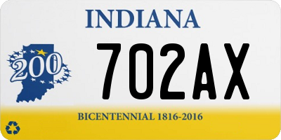 IN license plate 702AX
