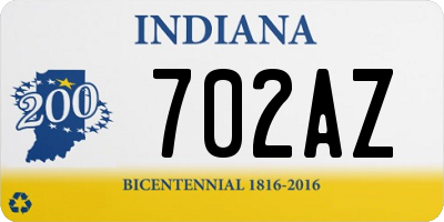 IN license plate 702AZ