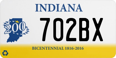 IN license plate 702BX