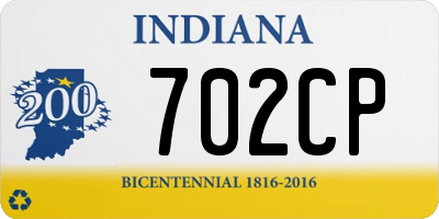 IN license plate 702CP