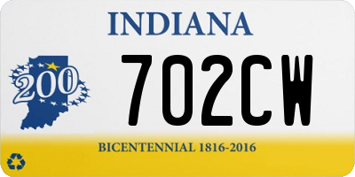 IN license plate 702CW