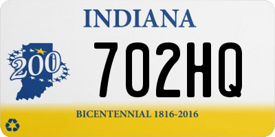 IN license plate 702HQ