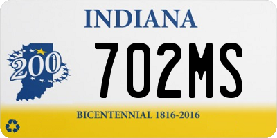 IN license plate 702MS