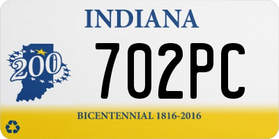 IN license plate 702PC