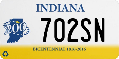 IN license plate 702SN