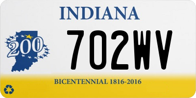 IN license plate 702WV