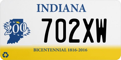 IN license plate 702XW