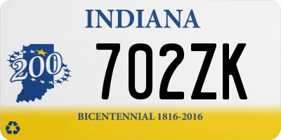 IN license plate 702ZK