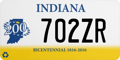 IN license plate 702ZR