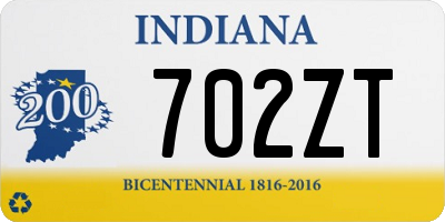 IN license plate 702ZT